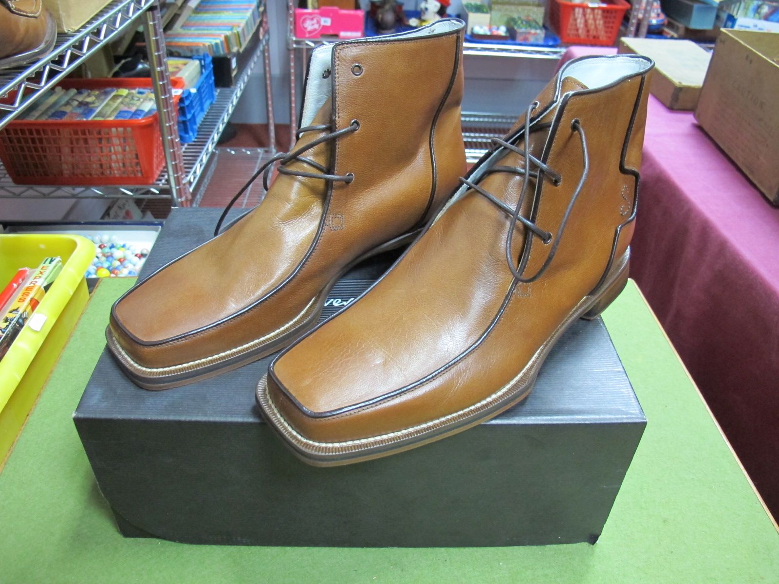 A Pair of Gents Oliver Sweeney 'Soho' Antique Camel Leather Lace-up Boots, size 9.5, unworn (