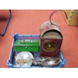 Two Wipac Stainless 562 Car Head Lamps, carry lamp, Victa cash box and key.