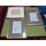 Two Early Double Framed Road Maps, London to Horsham, Arundel to Chichester, London to Rye, a