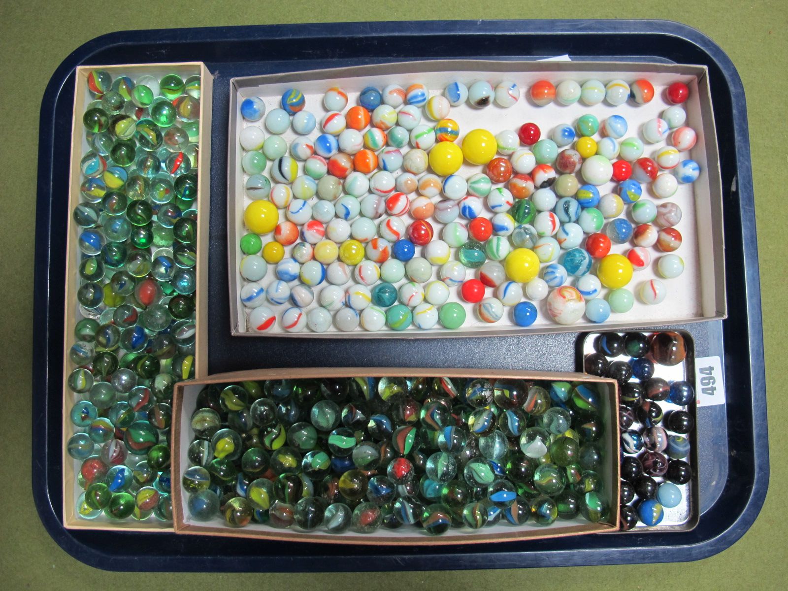 Four Boxes of Marbles, including pot examples (a large quantity):- One Tray