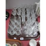 Twelve Schooner Glasses, (one with Brierley label), whisky and other drinking glasses:- One Tray.