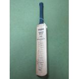 A Miniature Cricket Bat, with facsimile signatures- "Australian Touring Team 1938".