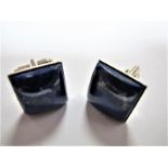 A Pair of Modern Gent's Cufflinks, each set with square Lapis Lazuli panel.