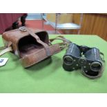 A Pair of Early XX Century British Field Binoculars in Leather Case.