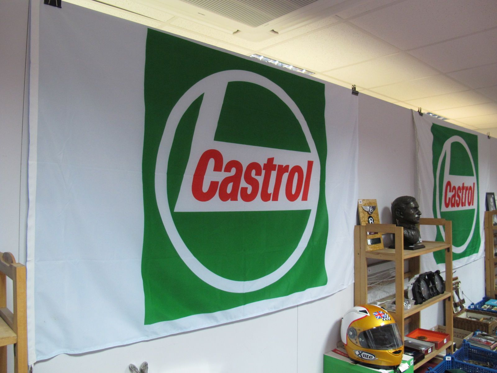Two 'Castrol' Motor Circuit Flags, both approximately c170 x 110cms.