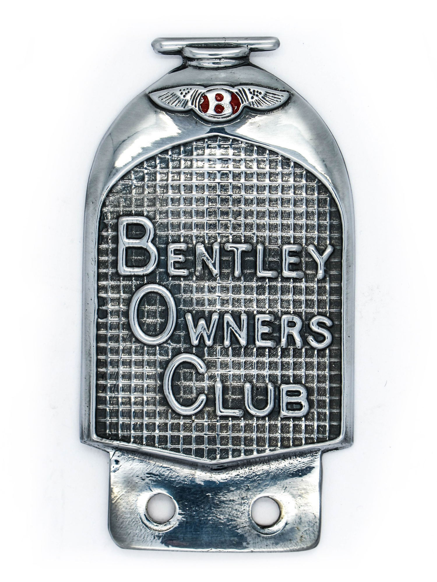 A 1930's Red Label Bentley Owner's Club Chrome Bumper Badge, plated bronze, circa 4.5" x 2.5".