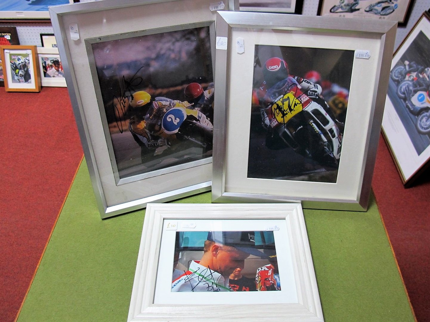 Three American 500cc Motorbike World Champions Autographs- Kenny Robert, Wayne Rainey, Kevin