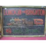 A Hand Painted Railway Sign, 'London to Brighton', 92 x 61cms.