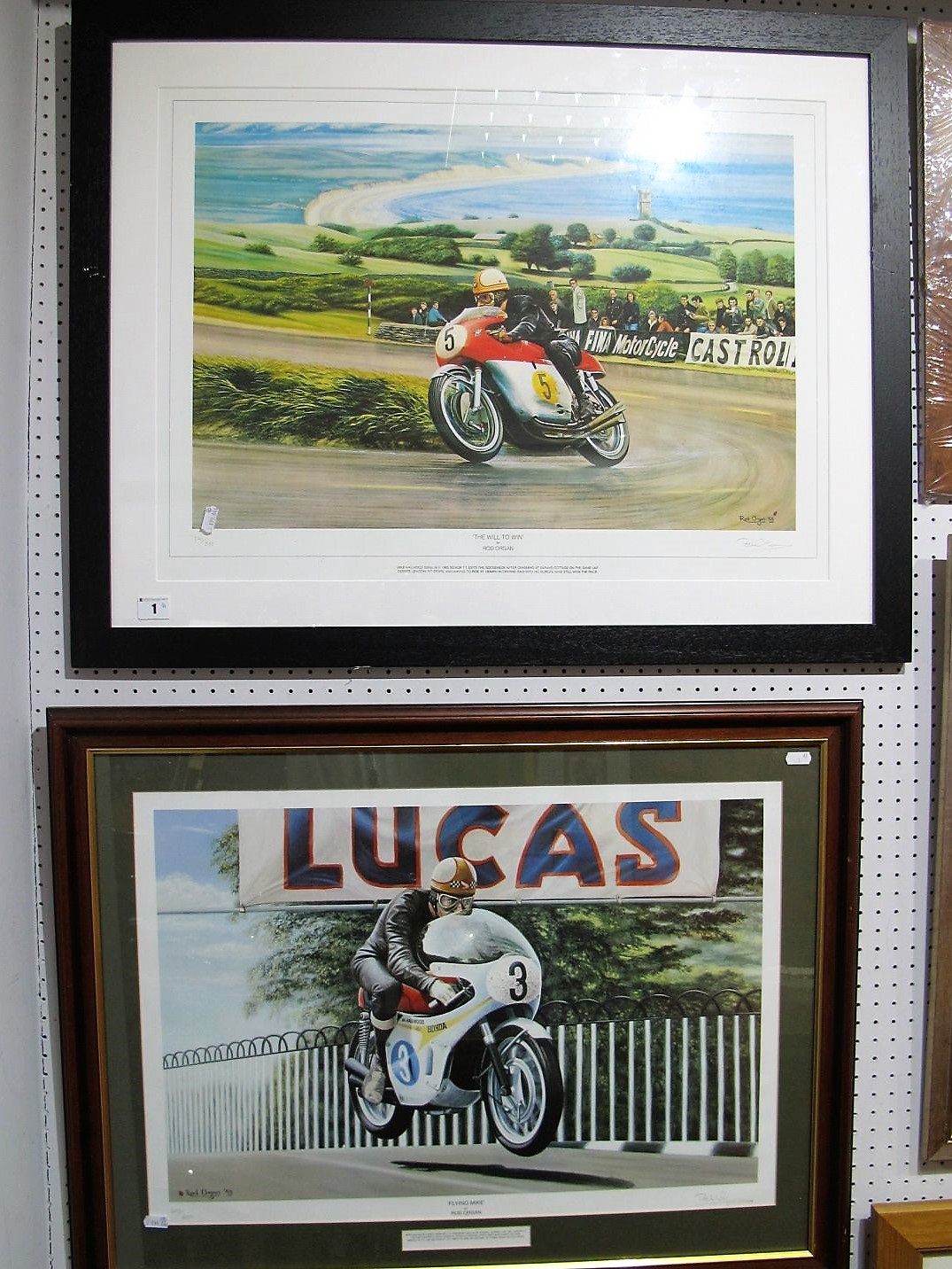 After Rod Organ- 'The Will To Win' 'Flying Mike', Mike Hailwood interest, graphite signed by artist,
