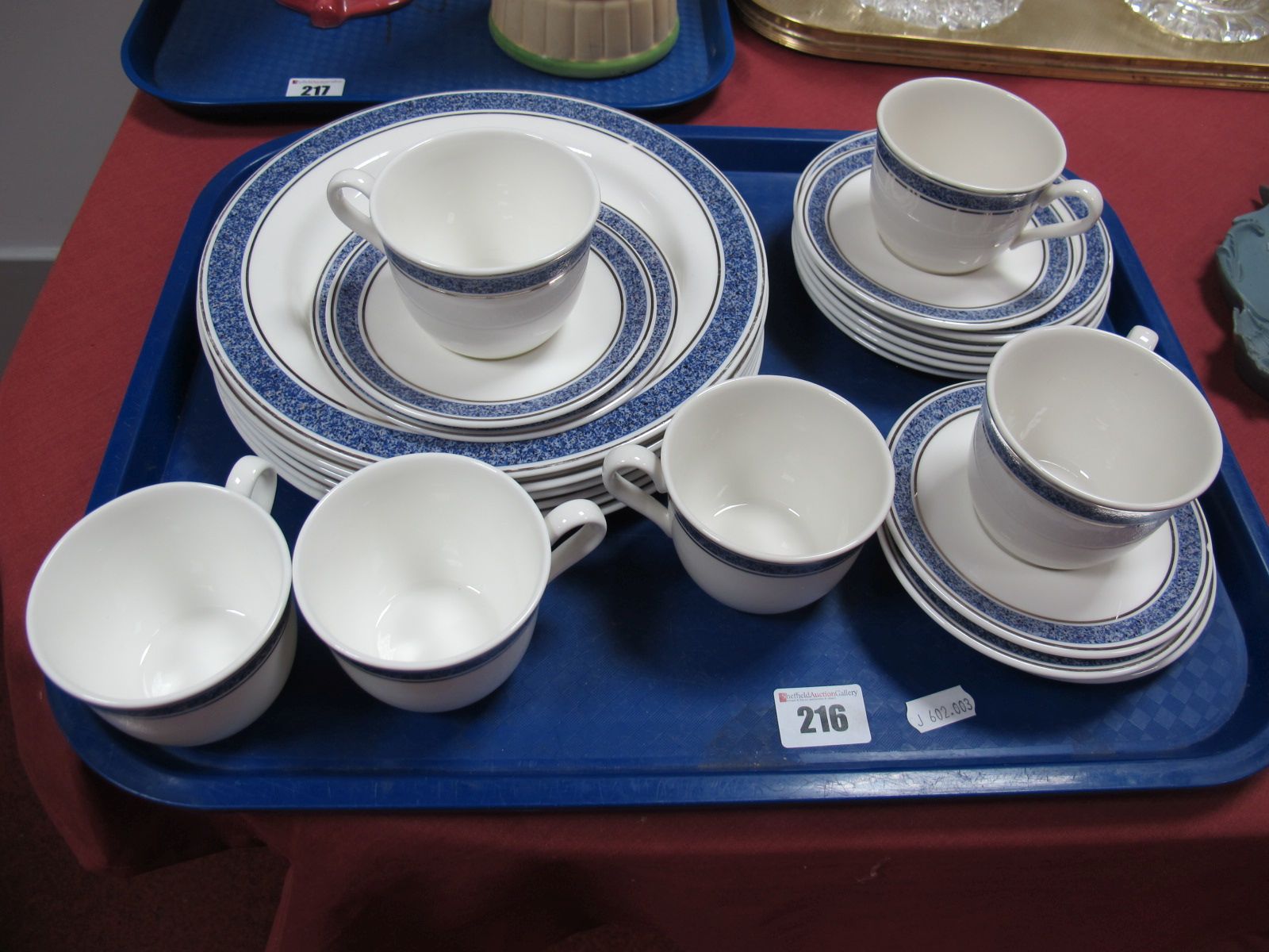 Royal Doulton British Airways Pottery, comprising six 22cm plates, six side plates, six cups and six