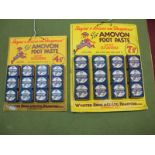 Two 1920's Amovon Footpaste Colour Shop Display Cards, (4½d and 7½d respectively), each fitted