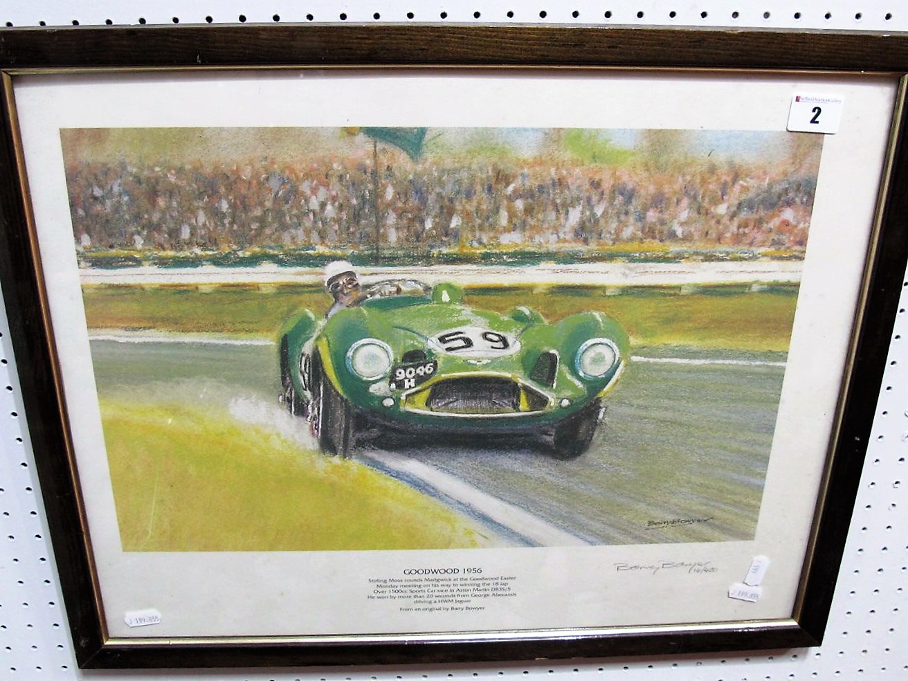 After Barry Bowyer- 'Goodwood 1956' Signed By Artist, in graphite, framed.