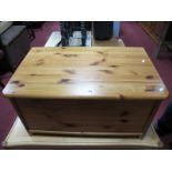 A Pine Blanket Box, with a hinged lid.