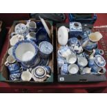 Spode Italian, Booths Real Old Willow, Rington's & other blue and whiten pottery:- Two Boxes