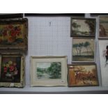 Geo. C. Bottomley Four Watercolour's of Countryside, Farmyard and Coastal Scenes. The largest 22