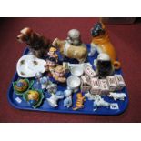 Novelty Condiments, pottery animals, etc:- One Tray