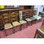 Two Pairs of Early XX Century Mahogany Bedroom Chairs, a country ladder back open arm chair and a
