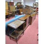 An Oak Tea Trolley, with under tier on barley twist stretchered legs, a vintage set of folding