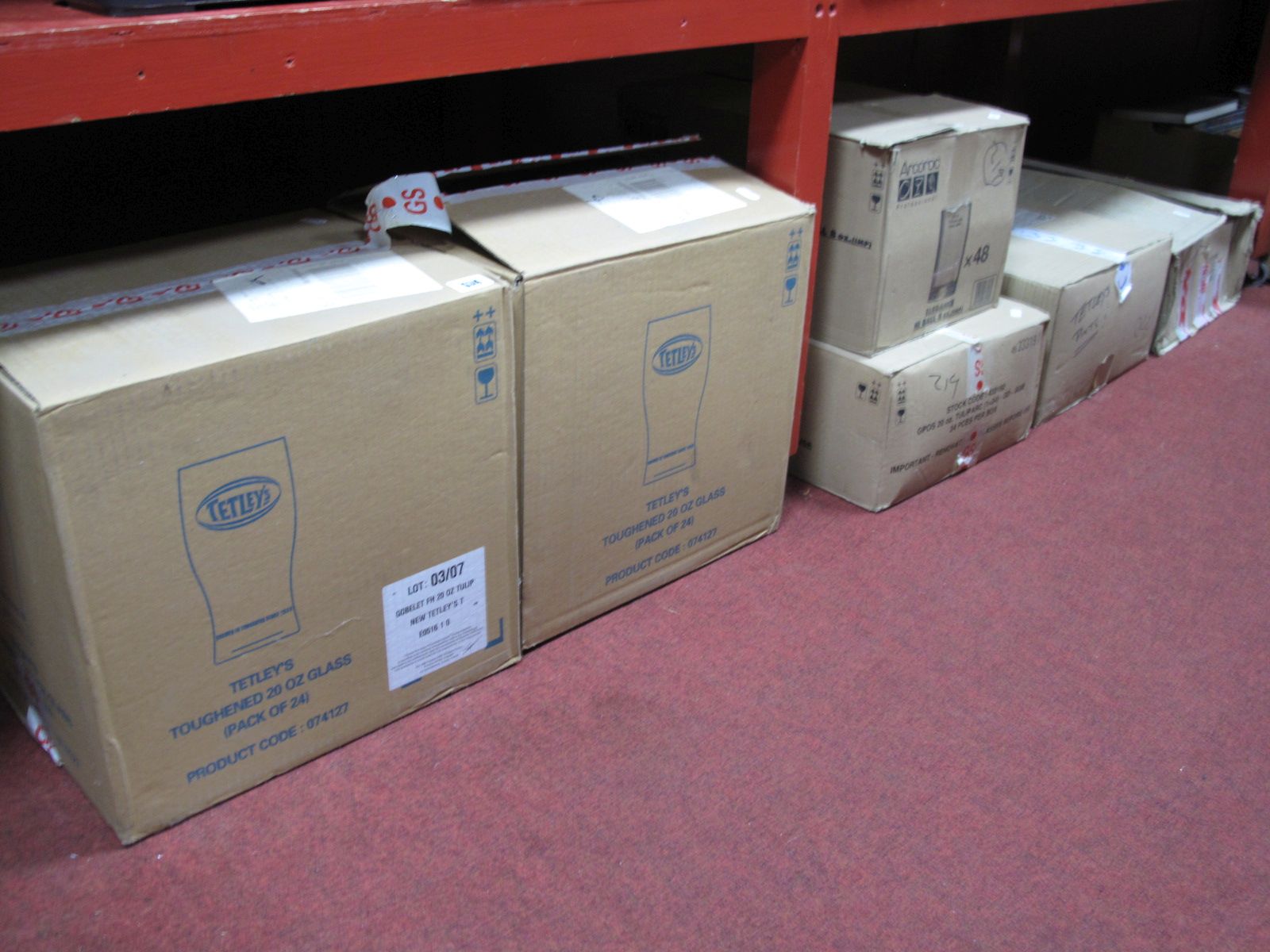 Pepsi, Tetley, and Other Branded Glasses:- Six Boxes