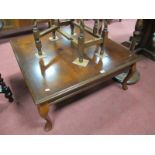 Mahogany Square Shaped Coffee Table, on cabriole legs, pad feet.