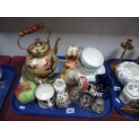 Ceramic and Other Decorative Eggs, apple salt and pepper Foley cups and saucers, Aynsley vase, etc:-