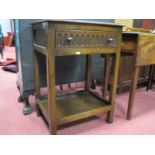 An Oak Side Table, the single drawer with blind arcade decoration, on squared legs with under tier.