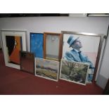 Frank Sinatra Poster Print, two others, two oils, two mirrors. (7)