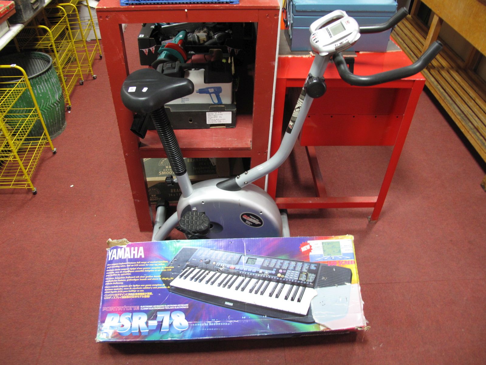 A Body Sculpture Exercise Bike, and a Yamaha Portable Psr-78 keyboard (untested sold for parts