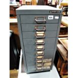 A Bisley Ten Drawer Metal Narrow Cabinet Of Drawers,