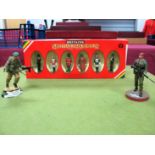 A 1982 Set of Britain's Ceremonial Figures, boxed and two white metal military models of a Royal