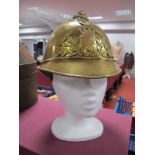 Early XX Century French Brass Fireman's Helmet, complete with leather liner.