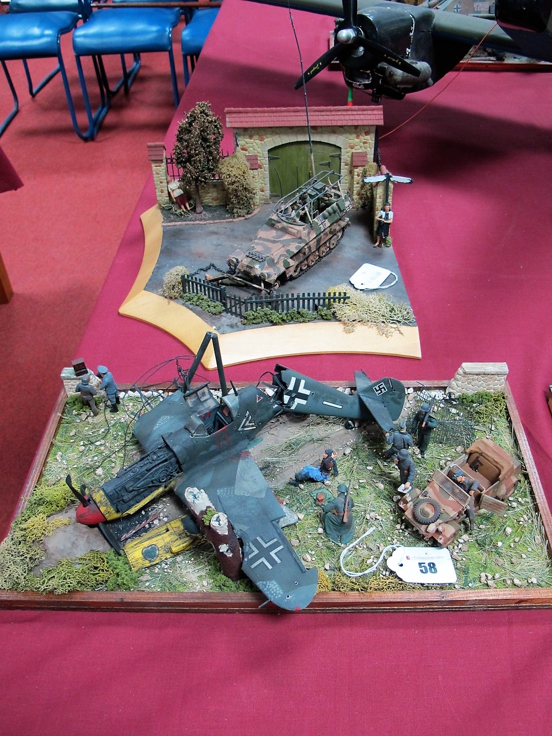 Two Highly Detailed and Very Well Built Second World War Dioramas, one depicting a downed and