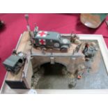 A Highly Detailed and Very Well Built Second World War Diorama, depicting a destroyed bridge with