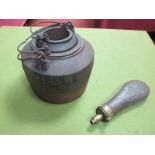 Victorian Four into One Smelting Pot and XIX Century Powder Flask, by Bartram & Co (leather cover