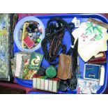 A Carlton Ware Dish and Knife, vesta case, cased horse measure, bakelite whistles, etc:- One Tray