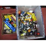 A Quantity of Playworn Diecast and Plastic Vehicles, including car transporters, emergency vehicles,