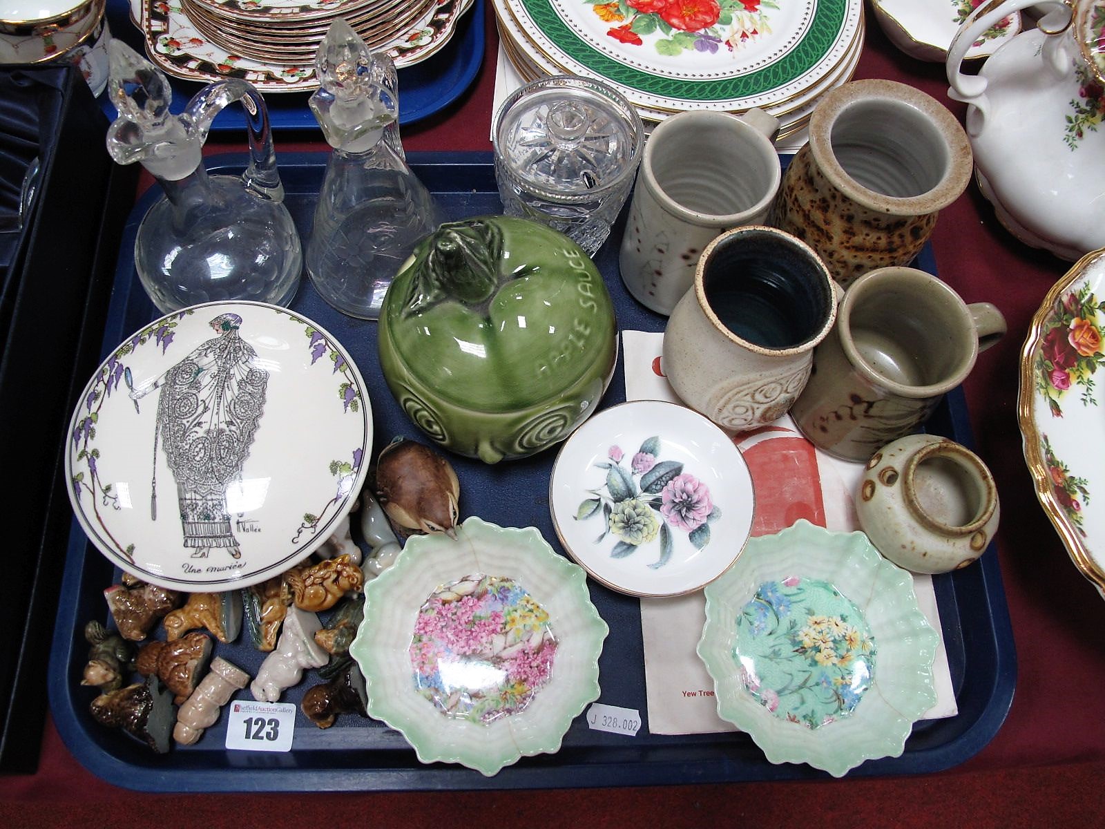 A Pair of Shelley Dishes, (damaged), Villeroy & Boch lidded jar, Chris Ashton studio pottery, Sylvac