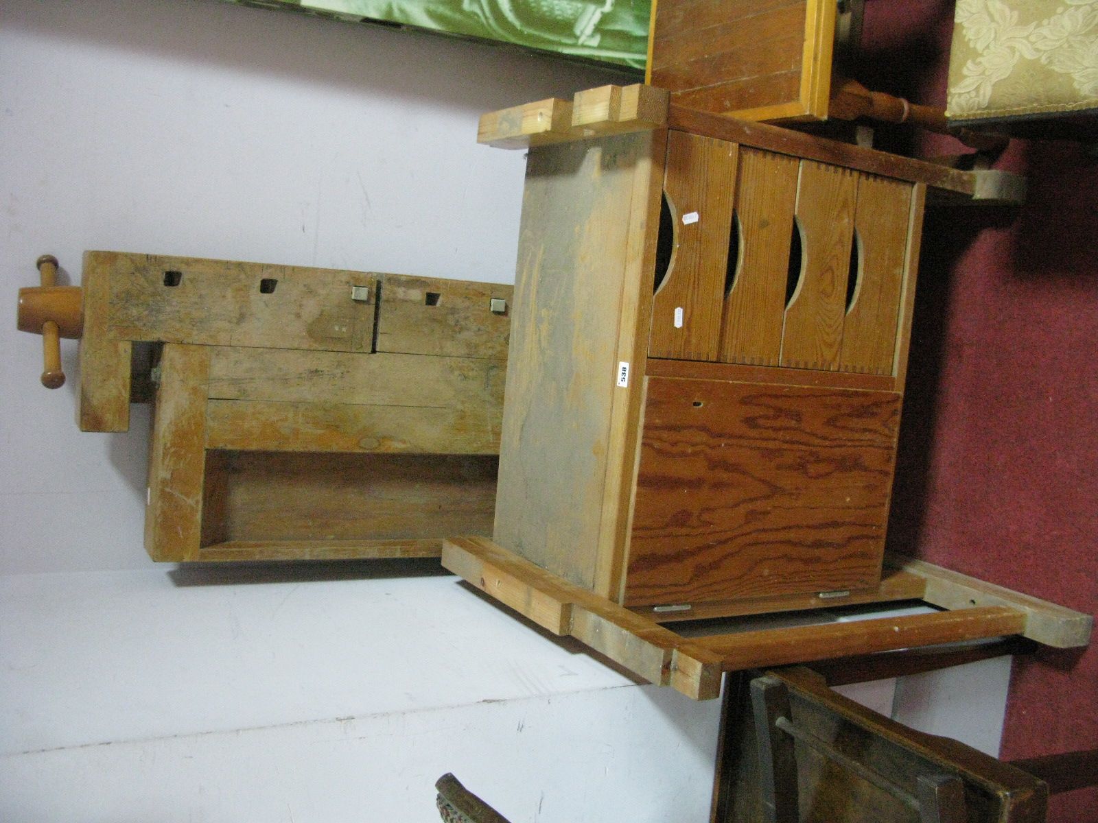 Sjoberg, Stockaryd, Sweden Pine Wooden Workbench.