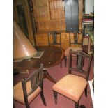 A Set of Four Edwardian Mahogany Chairs, arched top rail, carved and pierced splat, upholstered