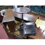 A XIX Century Mahogany Wine Table, tripod legs; together with a late Victorian glazed corner display