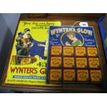 A 1920's 'Wynter's Glow Tablet' Shop Display Card, mounted with the original full twelve boxed