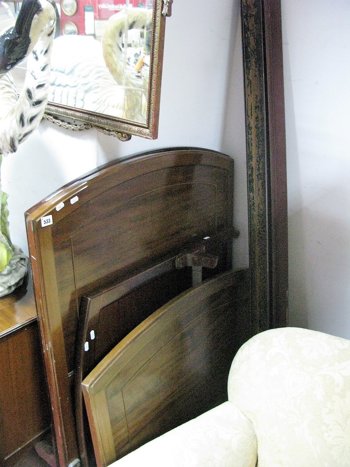 Two Pairs of 1920's Mahogany Single Bed Ends, with irons.