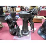 After Tom Greenshields (1915-1994), "Birdbath" and "Rosie Holding Hair" Hand Finished Cold Cast