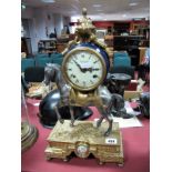 An 'Imperial' XIX Century Style Italian Mantel Clock, surmounted on horse and brass mossy base.