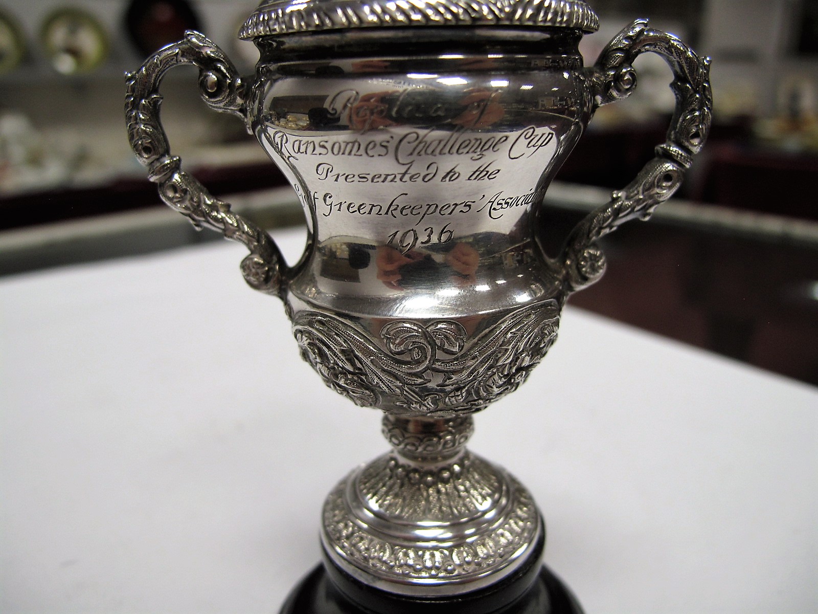 A Hallmarked Silver Miniature Trophy, Mappin & Webb, Sheffield 1936, engraved inscription "Replica - Image 11 of 12