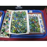 A Large Quantity of Marbles- four boxes including pot examples:- One Tray