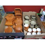 Denby "Romany" Table Ware, of nine pieces, including teapot, Honiton pottery terracotta coloured