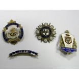 Four Silver Gilt and Enamelled (Masonic?) Medallions, dated from 1921 to 1938, (three marked "Mark