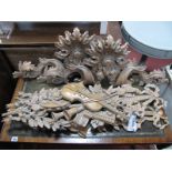 Four Carved Wood Effect Resin Decorative Wall Panels. (4)