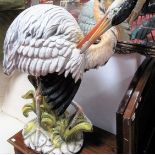 A Large Italian Pottery Figure of Crane Wading Bird, 80cm high.